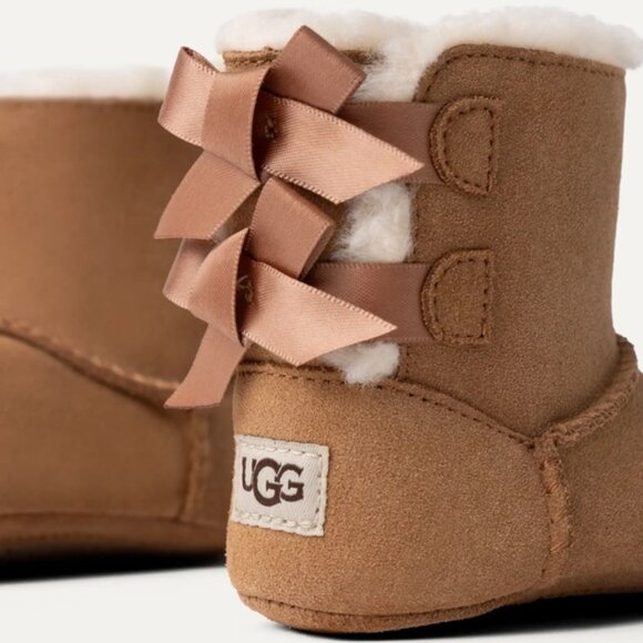 UGG Baby Boots Classic Bailey Bow Boots Chestnut Tan Brown Slip On Size 2 - Picture 4 of 16